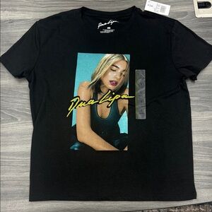 Dua Lipa Black T-Shirt, Size Small
